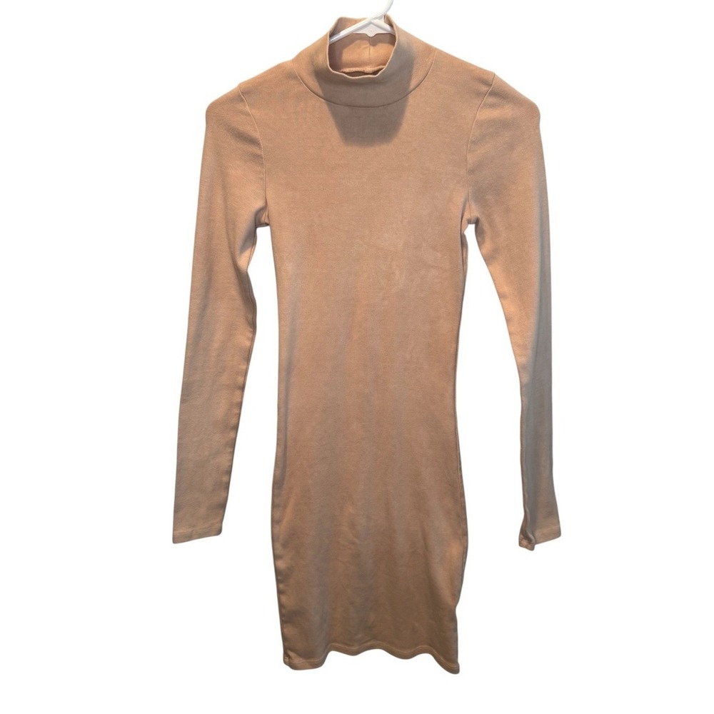 Groceries Organic Cotton Womens Pink Mock Neck Long Sleeve Bodycon Dress XS